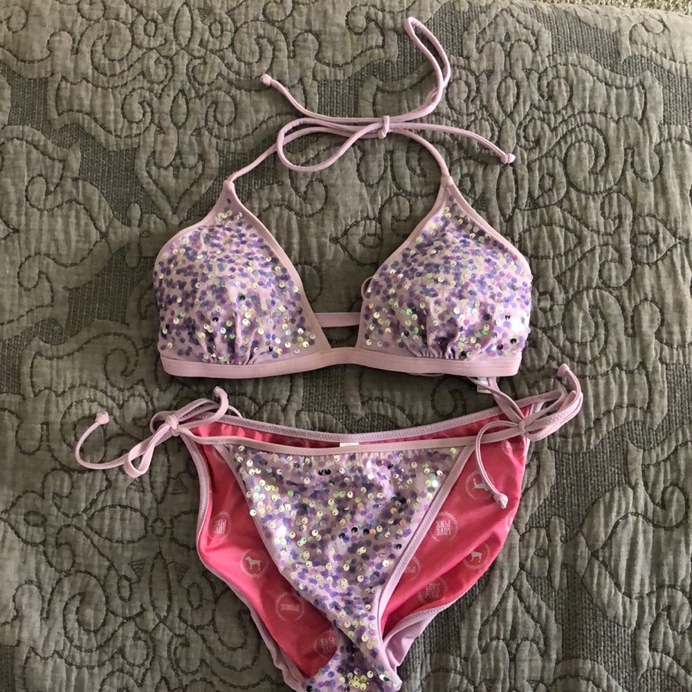 VS PINK lavender sequin bikini 👙